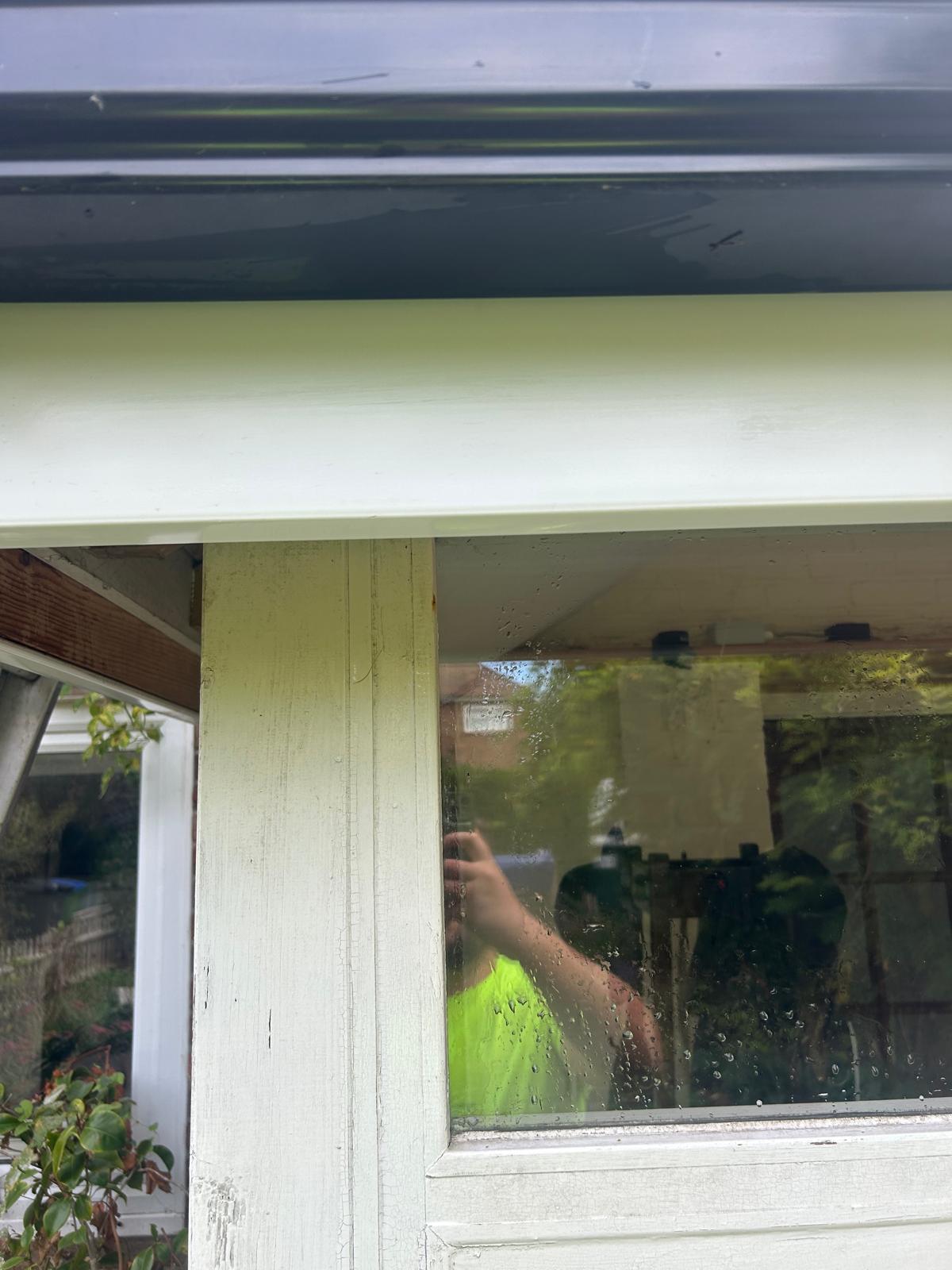 Window frame after exterior cleaning