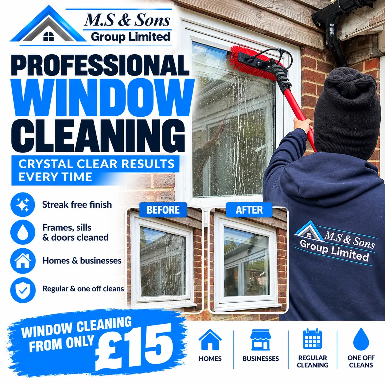 Window Cleaning in Andover, Hampshire by M.S & Sons Group