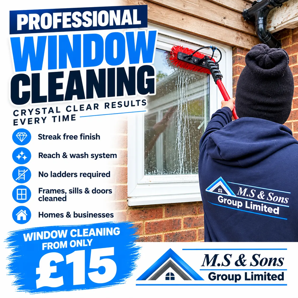 Streak-free window cleaning for homes and businesses