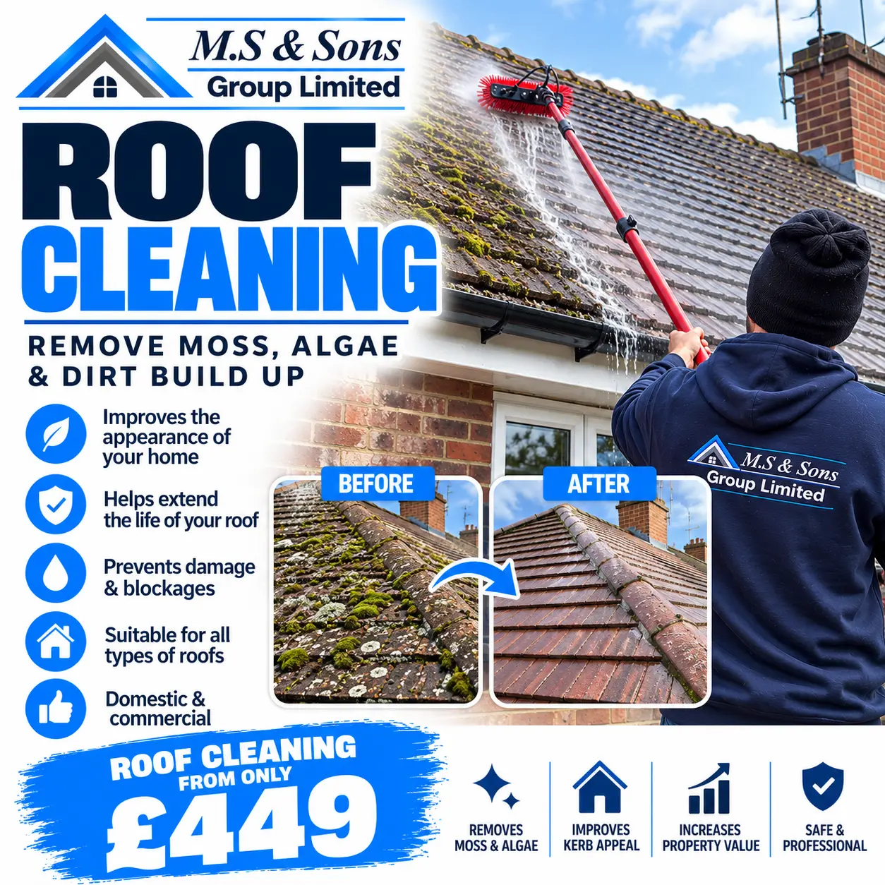 Roof Cleaning & Moss Removal in Andover, Hampshire by M.S & Sons Group