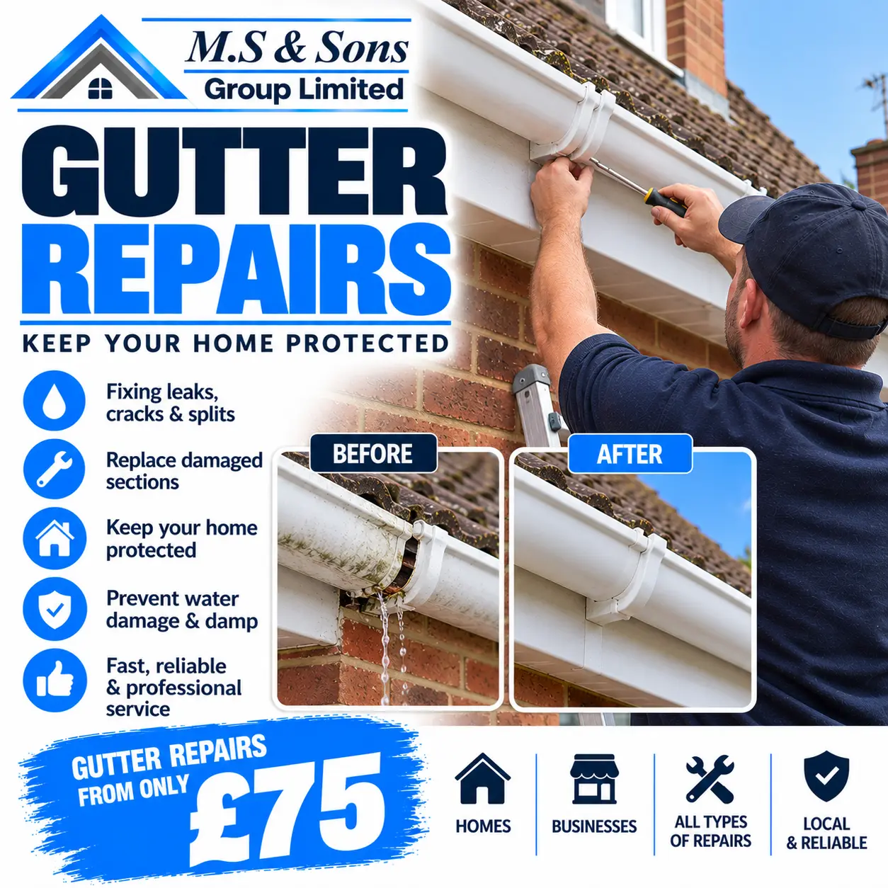 Gutter Repairs in Andover, Hampshire by M.S & Sons Group